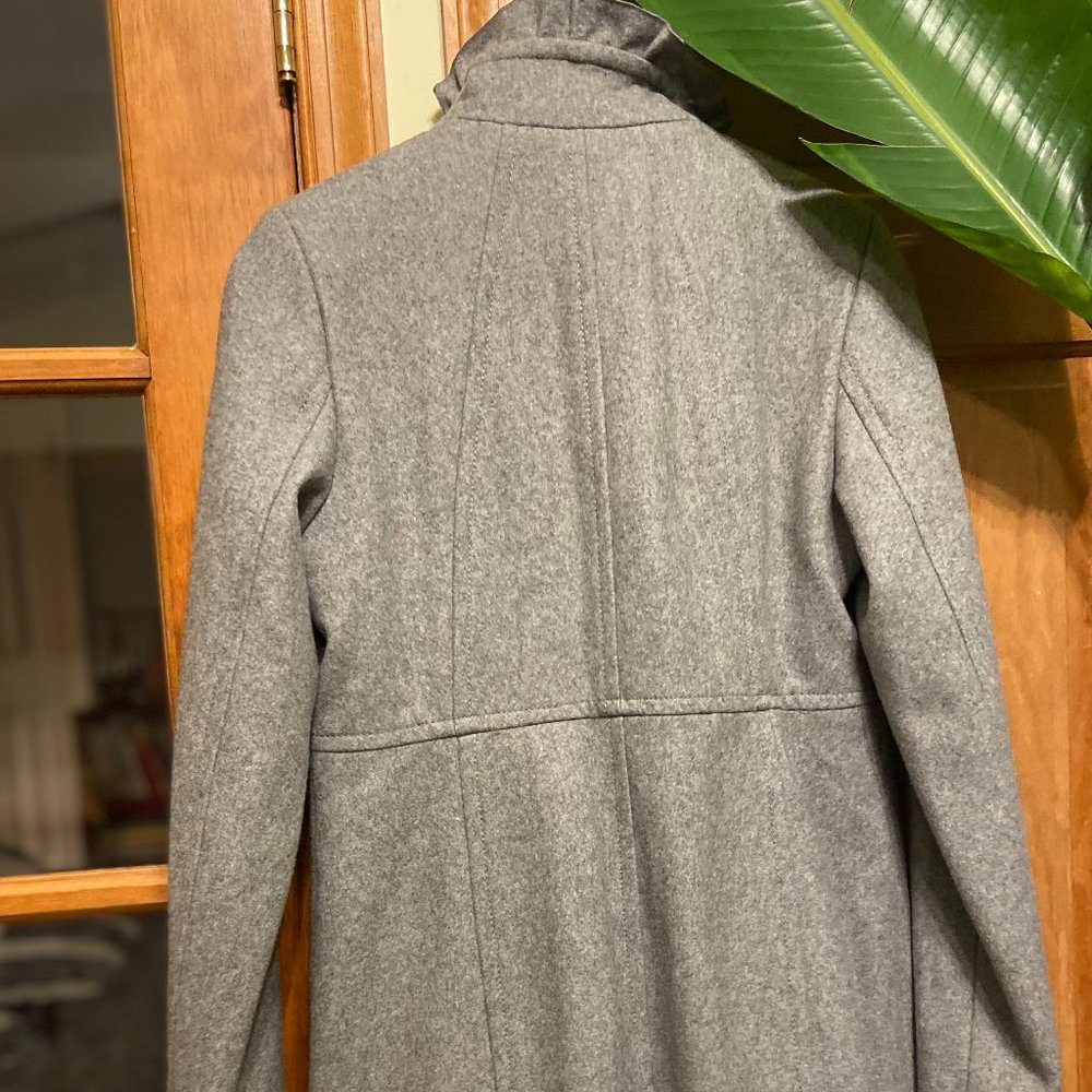 Covington grey wool blend frill short pea coat, size S - Picture 7 of 7